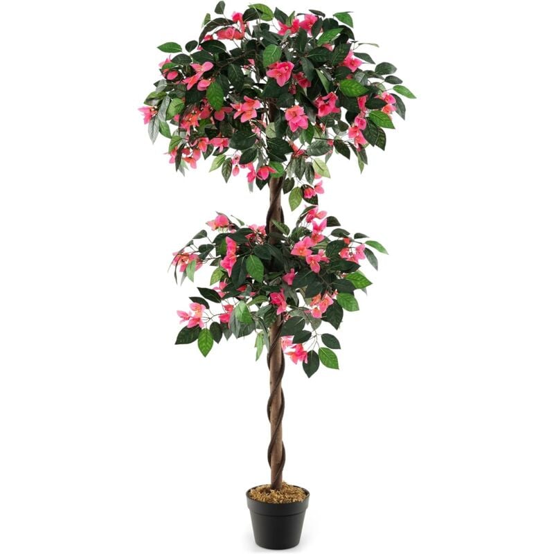 foto del prodotto relax4life pianta artificiale, albero artificiale con fiori, piante artificiali in vaso, pianta dappartamento con 630 foglie e 252 fiori rosa e