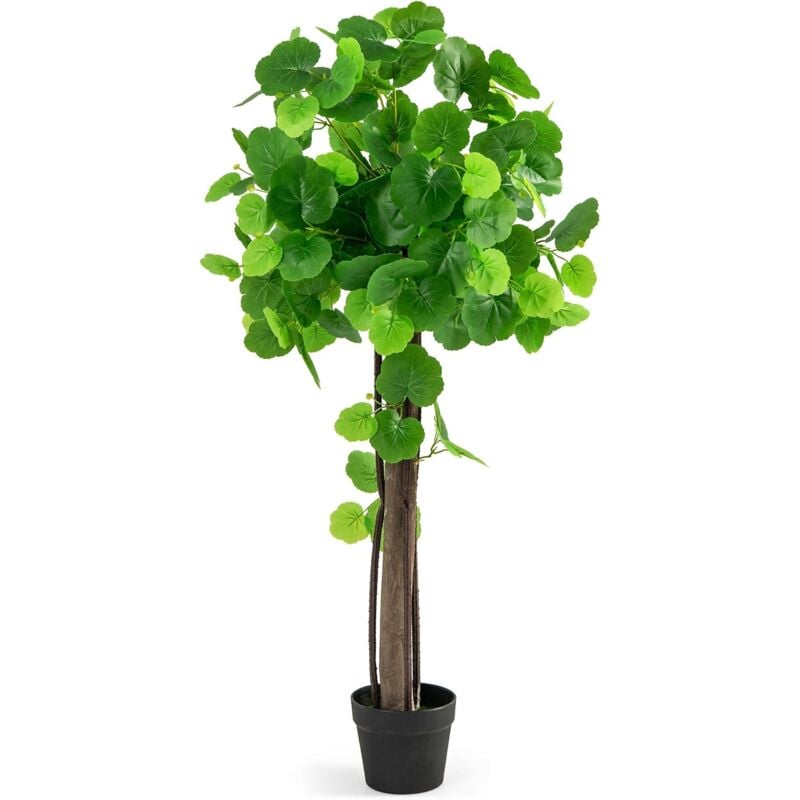foto del prodotto relax4life pianta artificiale da 110 cm, albero di begonia artificiale, pianta finta in vaso con tronco in legno per interni ed esterni