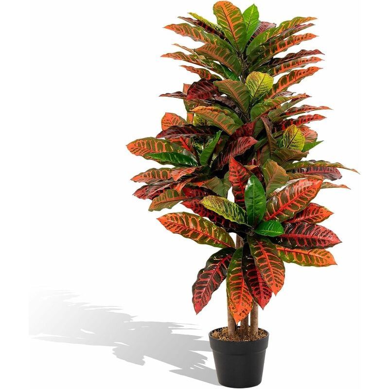 foto del prodotto relax4life piante finte da interno 100 cm, albero di croton artificiale, pianta finta realistica con tronco naturale in legno, decorazione domestica