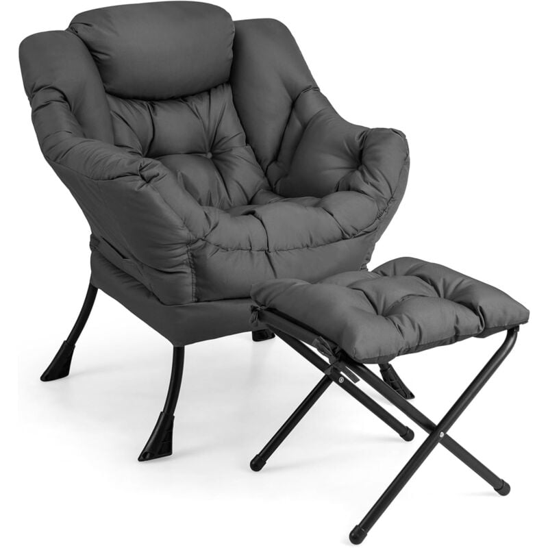 foto del prodotto relax4life poltrona con poggiapiedi coordinato, comoda, poltrona rilassante imbottita con tasca laterale, comodo poggiatesta e poggiapiedi