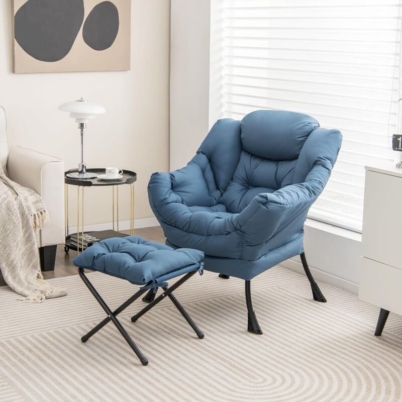 foto del prodotto relax4life poltrona con poggiapiedi coordinato, comoda, poltrona rilassante imbottita con tasca laterale, comodo poggiatesta e poggiapiedi