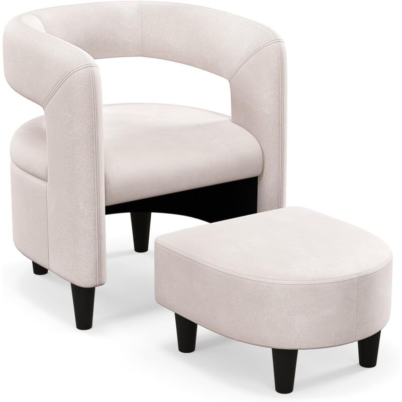 foto del prodotto relax4life poltrona sedia con poggiapiedi, relax poltroncina imbottita in velluto, sedia da salotto con braccioli per soggiorno, camera da letto e