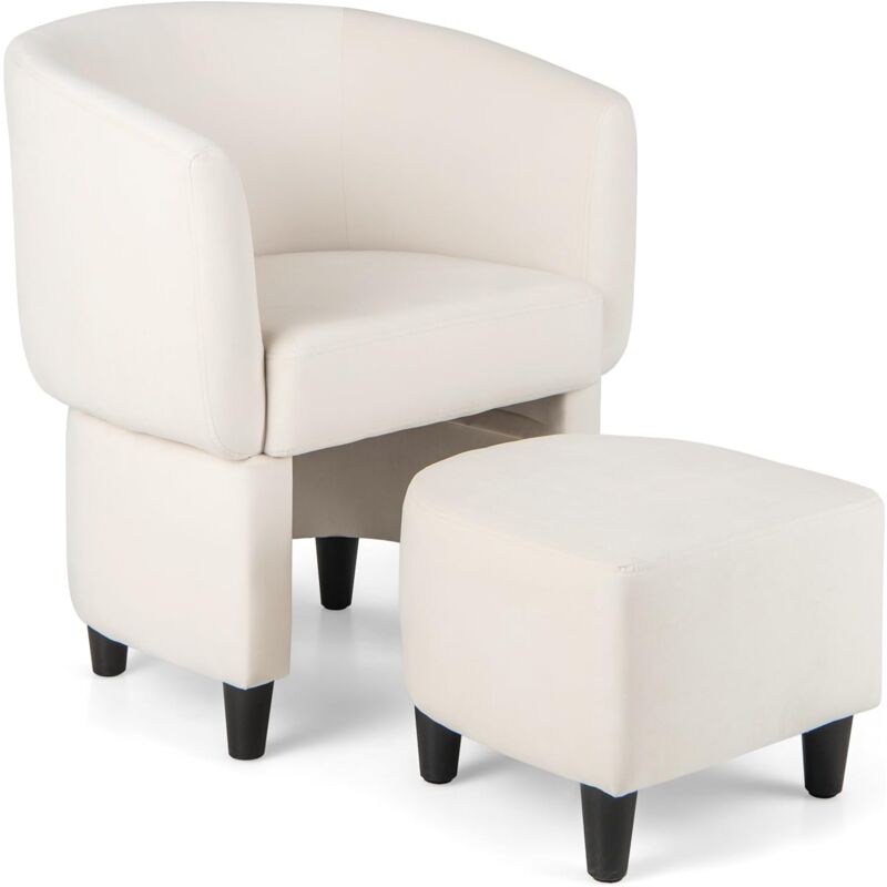 foto del prodotto relax4life poltrona sedia con poggiapiedi, relax poltroncina imbottita in velluto, sedia da salotto con braccioli per soggiorno, camera da letto e