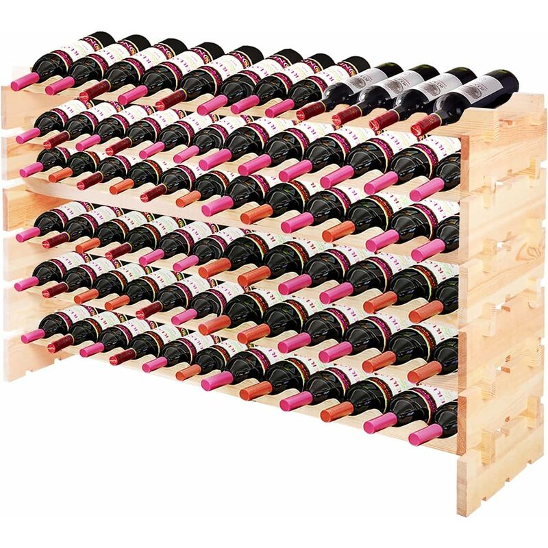 foto del prodotto relax4life portabottiglie di vino in legno di pino, scaffale porta vini e liquori a 6 livelli fino a 72 bottiglie, ripiani impilabili con montaggio