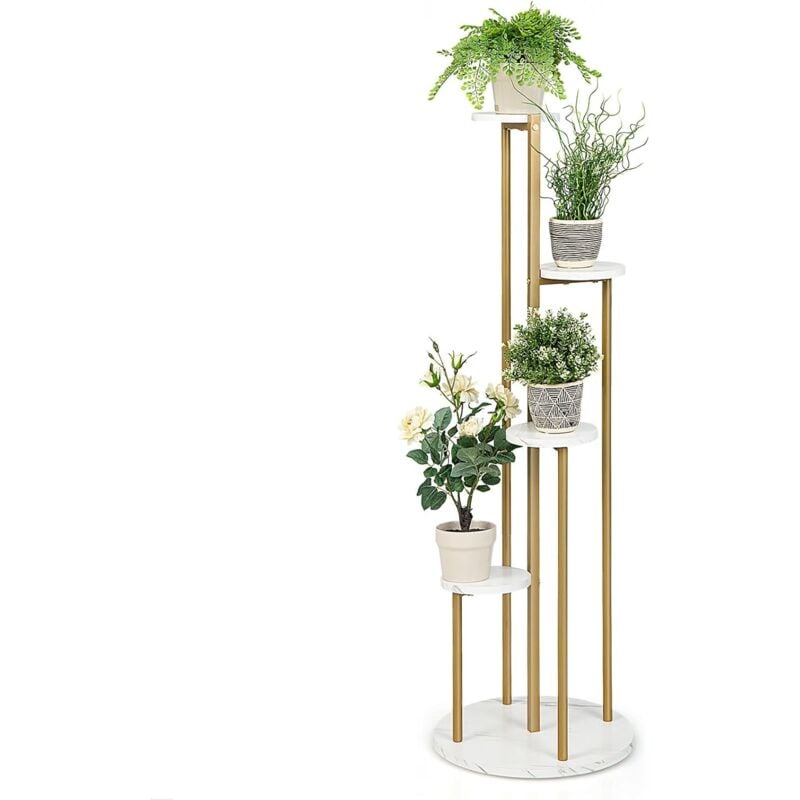 foto del prodotto relax4life portafiori a 4 livelli, scaletta per fiori moderna con 4 ripiani in finto marmo, portafiori impermeabile per soggiorno, camera da letto,