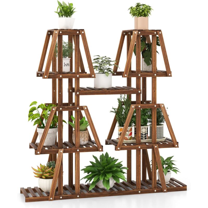 foto del prodotto relax4life portafiori a 5 livelli in legnocon 10 portavasi per piante multiple, organizzatore alto per piante d angolo, portavaso da interno ed