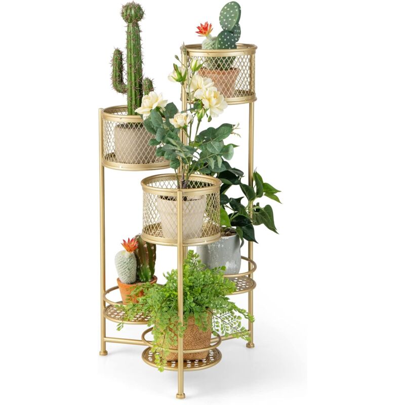 foto del prodotto relax4life portavasi da interno pieghevole, supporto per piante in metallo, scaffale per piante e fiori a 6 livelli per salotto e balcone, 41 x 39