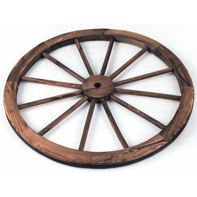 foto del prodotto relax4life ruota di legno antico e vintage, per decorazione, con legno massello di alta qualit , legno carbonizzato, materiale sicuro e stabile,