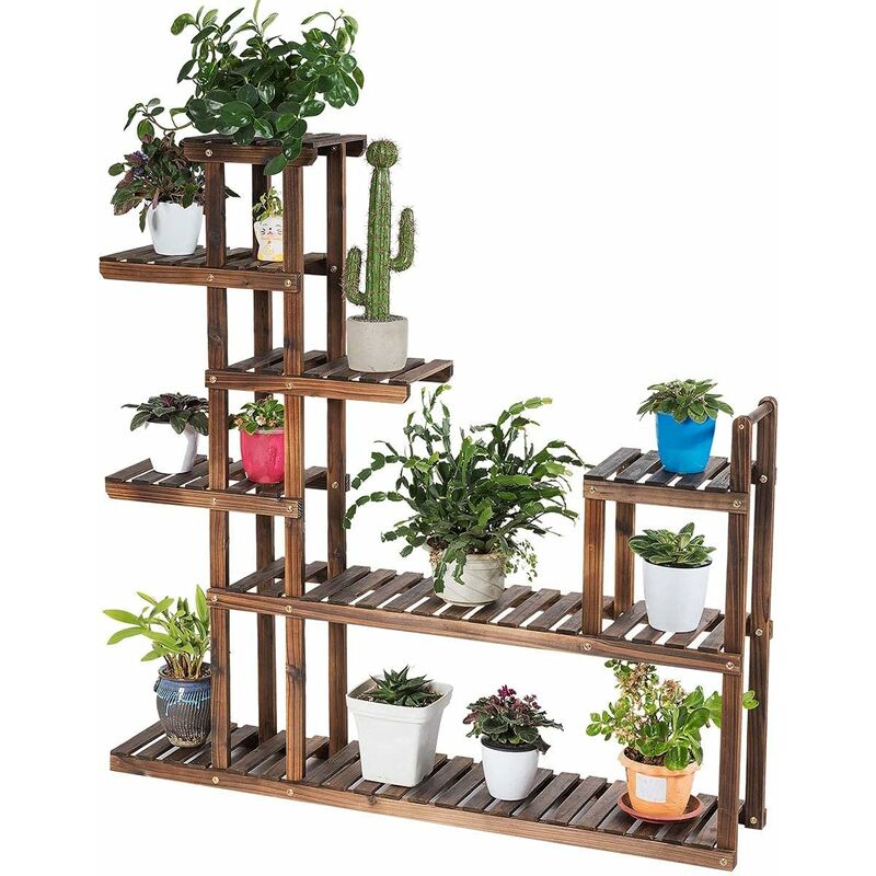 immagine 0 del prodotto relax4life scaffale per fiori in legno, portafiori portavasi decorativo con aspetto semplice e moderno e grande capacit di carico,da balcone e