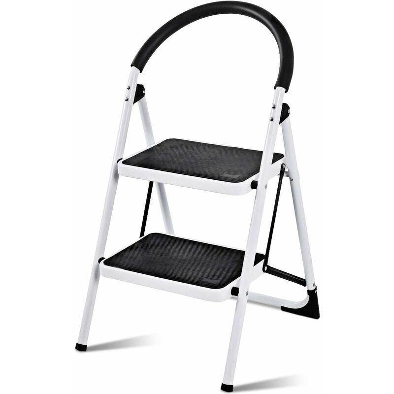 foto del prodotto relax4life scaletta pieghevole e portabile a 2 3 gradini, sgabello multifunzionale con maniglia comoda, scala stabile in ferro di alta qualit , con