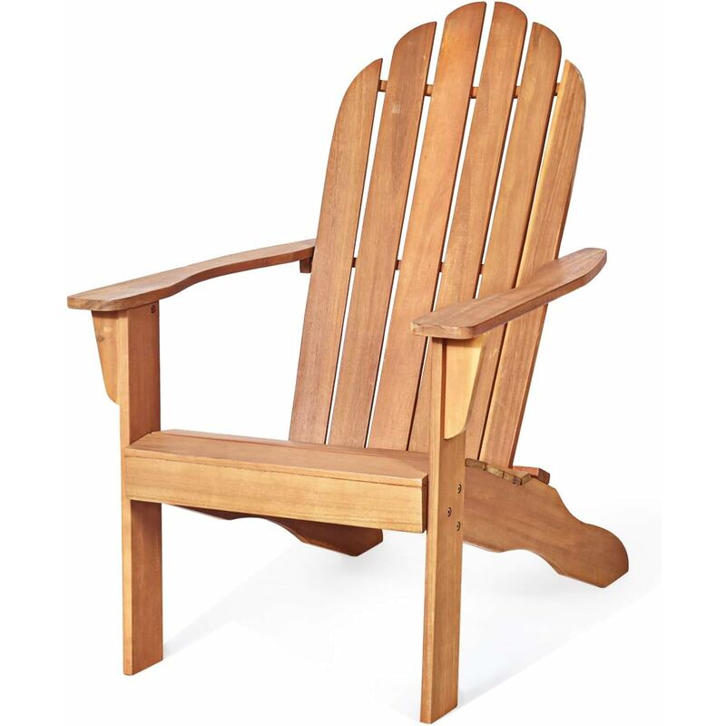 foto del prodotto relax4life sedia adirondack, sedia relax in legno di acacia, sedia da giardino con braccioli lunghi, struttura solida e resistente alle intemperie,