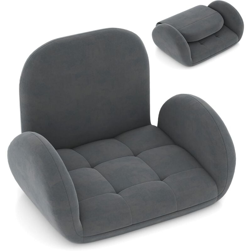foto del prodotto relax4life sedia da pavimento gaming, sedia pieghevole con schienale regolabile a 3 posizioni e braccioli a 5 posizioni, poltrona lounge in tessuto
