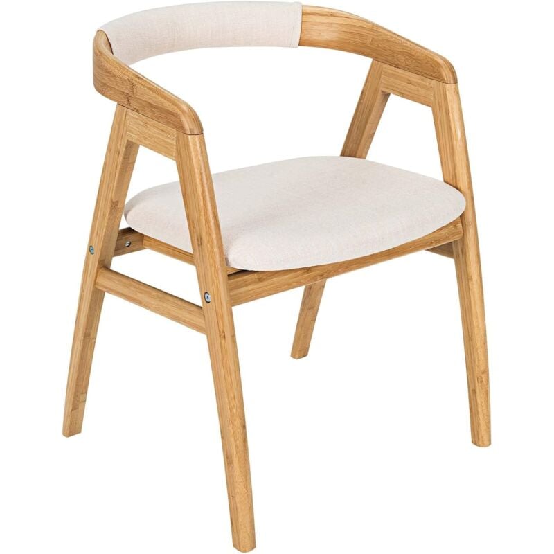 foto del prodotto relax4life sedia da sala da pranzo in bamb ,con seduta imbottita, con braccioli con schienale curvo, portata fino a 130 kg, naturale