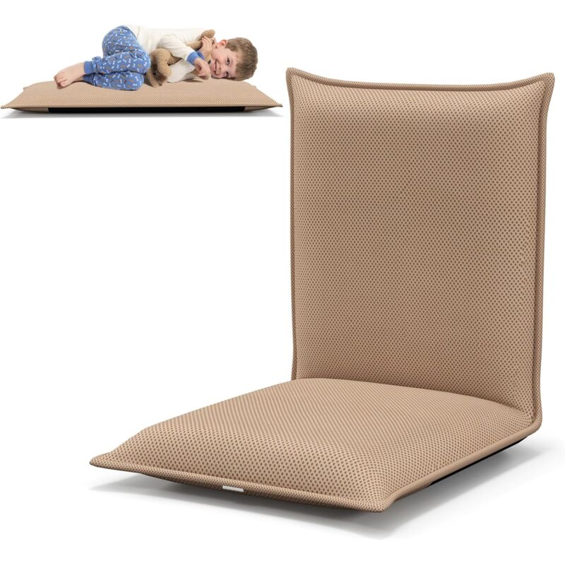 foto del prodotto relax4life sedia da terra reclinabile, poltroncina con imbottitura spessa e schienale regolabile in 6 posizioni, sedia da pavimento versatile per