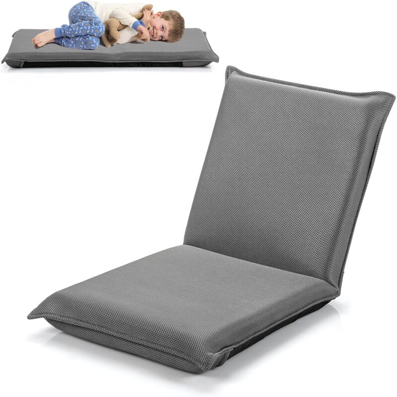foto del prodotto relax4life sedia da terra reclinabile, poltroncina con imbottitura spessa e schienale regolabile in 6 posizioni, sedia da pavimento versatile per