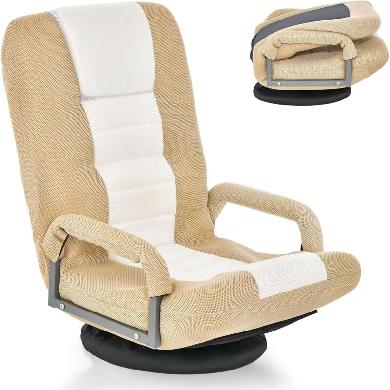 foto del prodotto relax4life sedia gaming da terra girevole a 360 , poltrona relax con schienale reclinabile in 6 posizioni, adatta per camera da letto, ufficio e