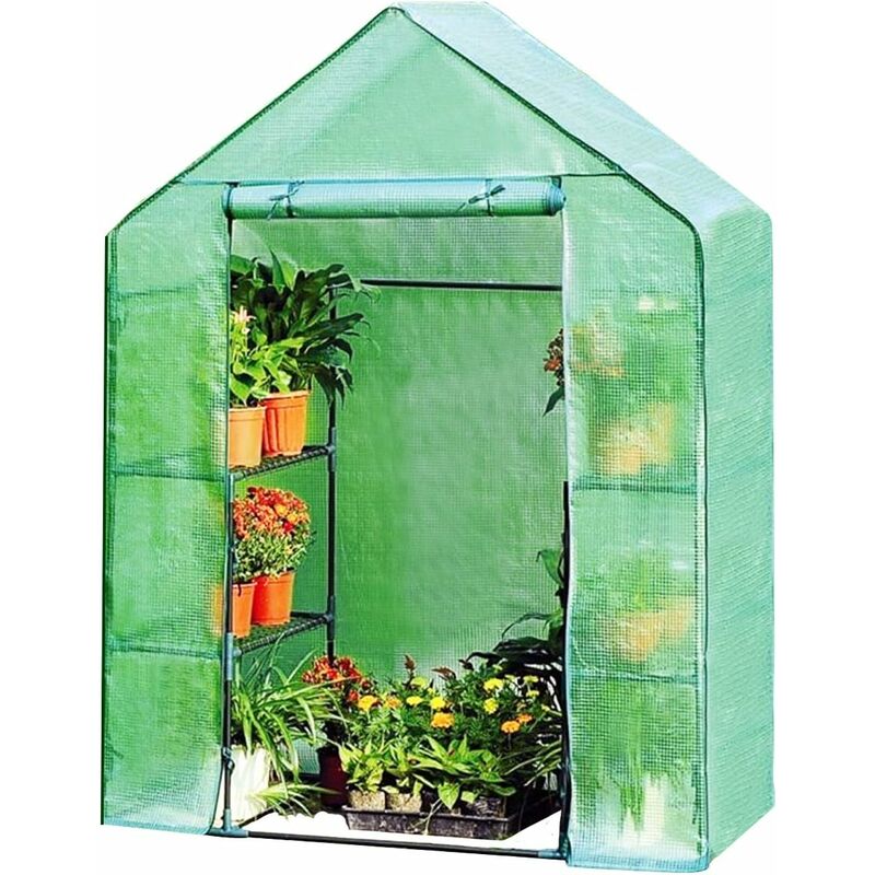 foto del prodotto relax4life serra da giardino con porta a cerniera e avvolgibile, protezione delle piante, ripiani, telone impermeabile anti uv, per fiori, ortaggi