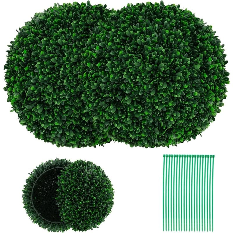 foto del prodotto relax4life set di 2 piante finte sfera di bosso, arredamento da interno ed esterno, piante artificiali decorative per cortile, balcone, giardino,