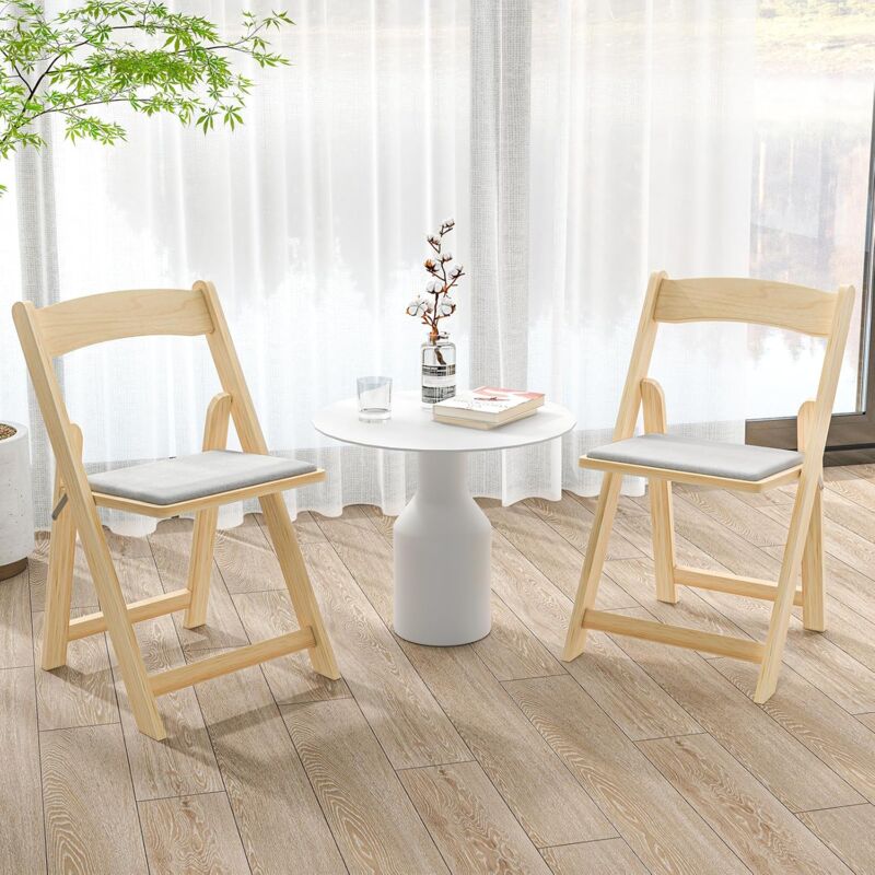 foto del prodotto relax4life set di 2 sedie da pranzo pieghevoli, sedie portatili con sedile imbottito e rivestimento in pelle sintetica, sedie leggere salvaspazio