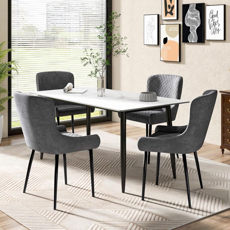 foto del prodotto relax4life set di 2 sedie da pranzo, sedia da pranzo imbottita, sedia da pranzo velluto, design ergonomico, telaio in metallo verniciato a polvere,