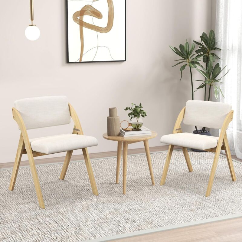 foto del prodotto relax4life set di 2 sedie pieghevoli, sedia imbottita per casa in legno, sedie da relax portatili con schienale, sedia da cucina salvaspazio, per