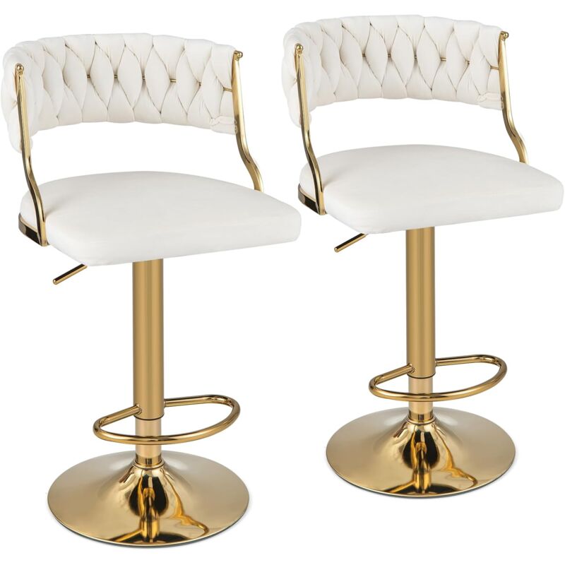 foto del prodotto relax4life set di 2 sgabelli da bar girevoli a 360 , altezza seduta regolabile 60 82 cm, sedia da bar alta con poggiapiedi e sedile imbottito,
