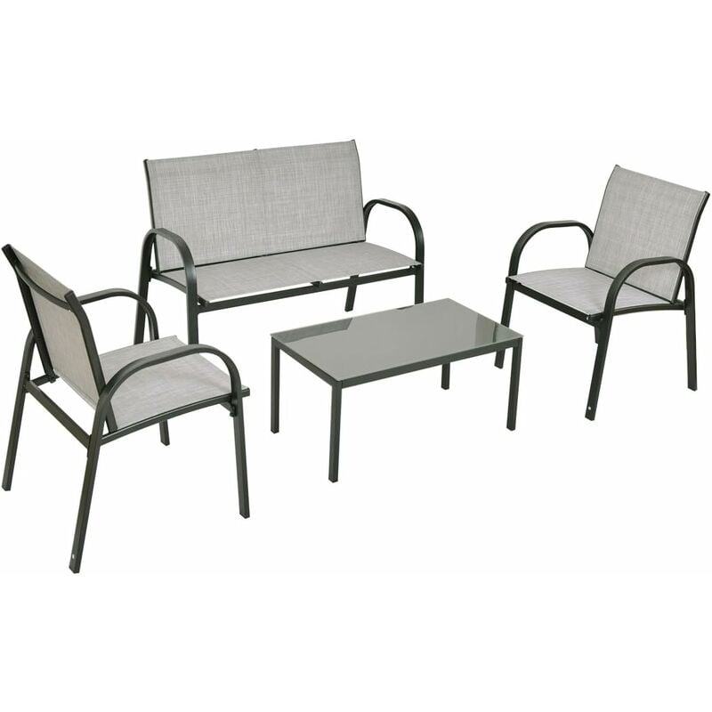 foto del prodotto relax4life set di 4 mobili da giardino con tavolino, panchina e 2 sedie, con struttura robusta, in materiale impermeabile e anti uv, uso esterno e