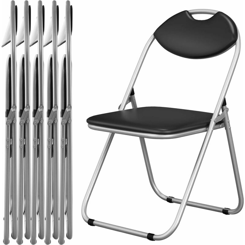 foto del prodotto relax4life set di 6 sedie pieghevoli in metallo e sedile imbottito, sedia ospite portatile con maniglia, sedia da conferenza per sala da pranzo in