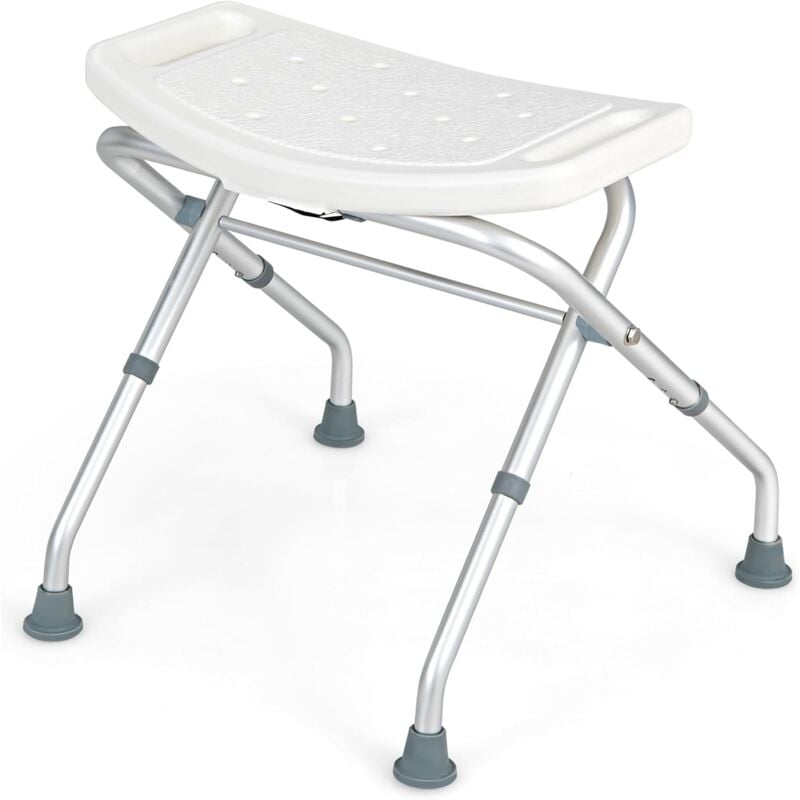 foto del prodotto relax4life sgabello da doccia antiscivolo altezza regolabile 49 52,5 cm, sedia da doccia vasca pieghevole in alluminio con braccioli, per adulti