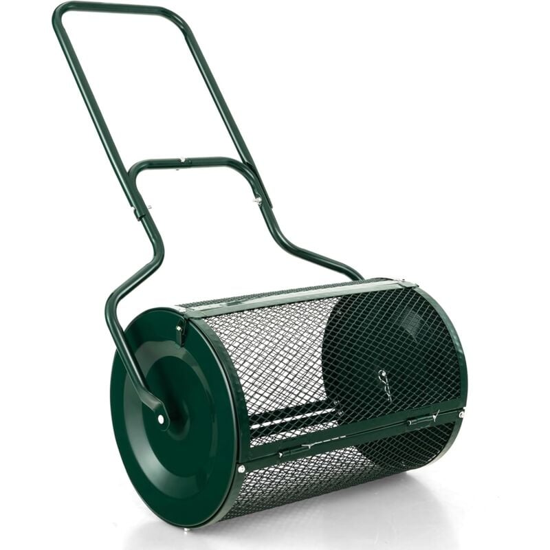 foto del prodotto relax4life spandiconcime da 75l, larghezza 60 cm, rullo 41 cm, spanditore da giardino prato con cestello in rete metallica e manico, per