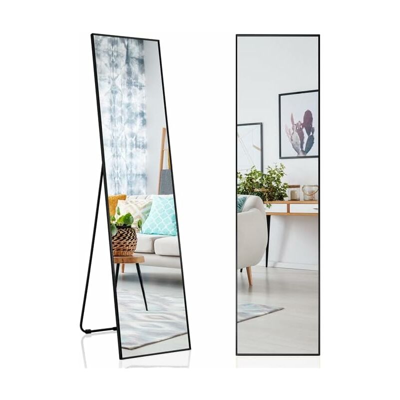 foto del prodotto relax4life specchio indipendente 160 40cm, specchio a tutta lunghezza con vetro infrangibile e cornice in lega di alluminio, specchio da parete per