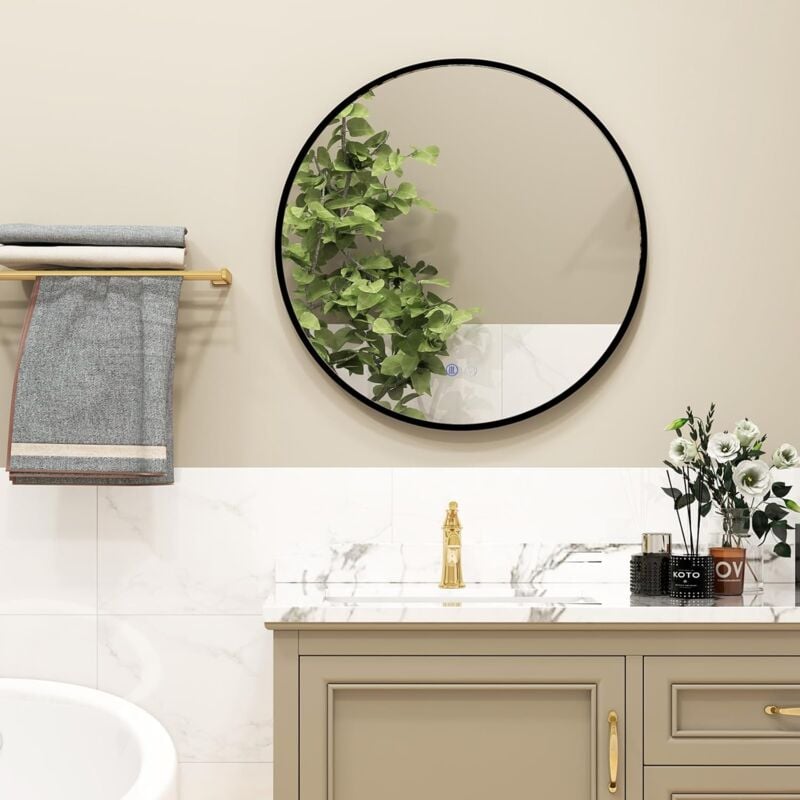 foto del prodotto relax4life specchio rotondo da bagno 60 cm, specchio da vanit con luci led, 3 temperature di colore, luminosit regolabile, design