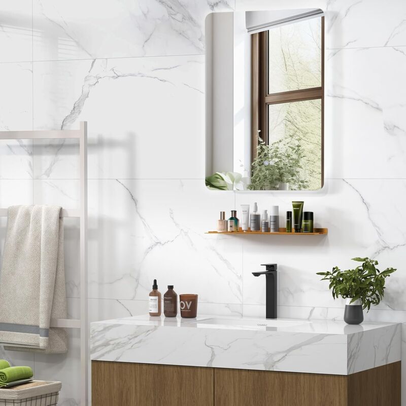 foto del prodotto relax4life specchio trucco con luci 70 x 50cm dia. 60cm, specchio bagno da parete, 3 colori di luce, funzione di antiappannamento e di memoria, per