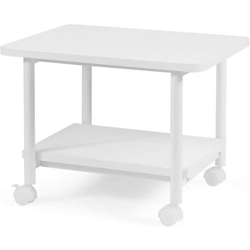 foto del prodotto relax4life supporto per stampante per ufficio, tavolino multifunzionale per laptop a 2 ripiani con 4 ruote universali e 2 freni, in legno e acciaio