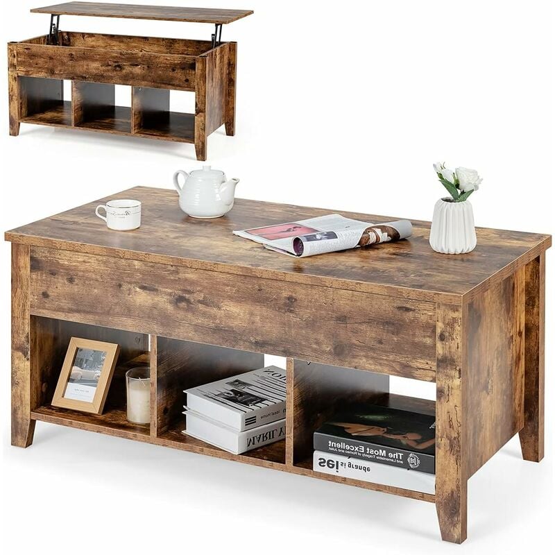 foto del prodotto relax4life tavolo da caff sollevabile, tavolino moderno da divano in legno robusto e resistente con ampio spazio di archiviazione, tavolo da