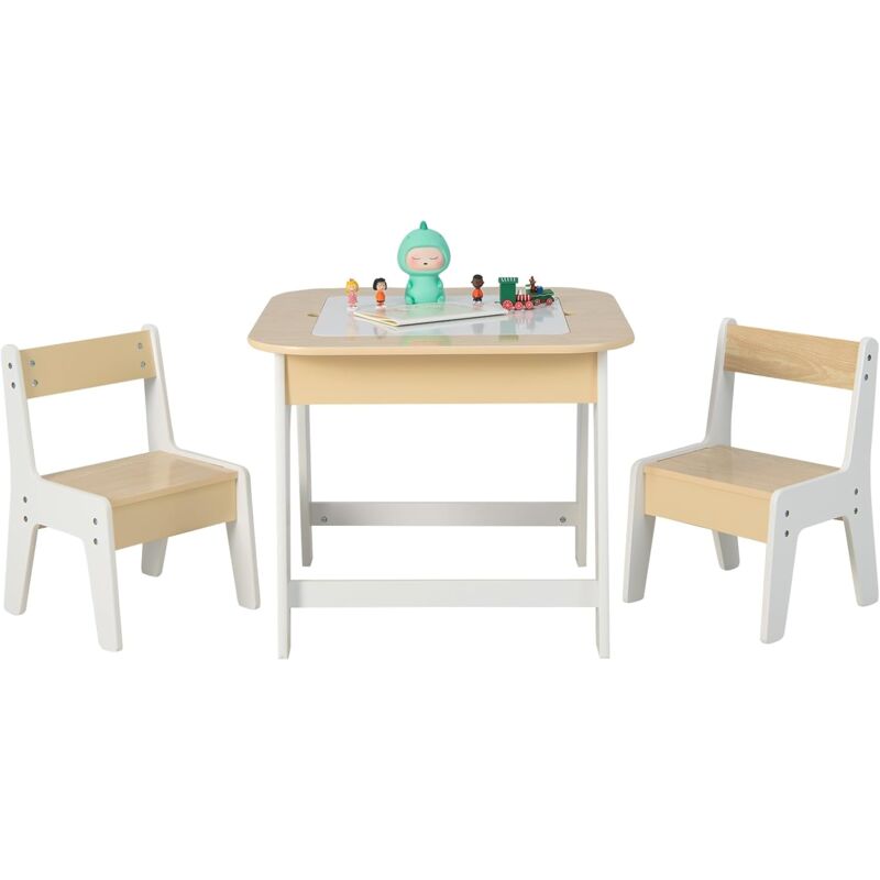foto del prodotto relax4life tavolo per bambini con 2 sedie, set di tavoli per attivit , tavolo da disegno per bambini con piano dappoggio a due lati e contenitore