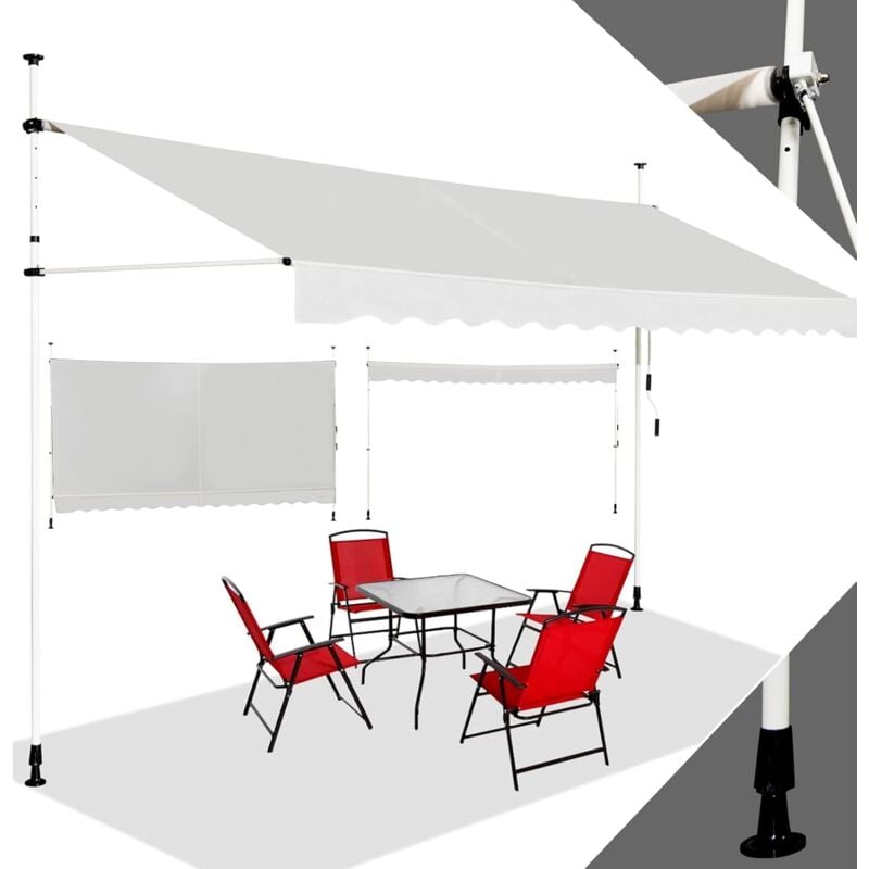 foto del prodotto relax4life tenda da sole a morsetto per balcone con lungezza 1,5m 2m 2,5m 3m 3,5m 4m, altezza regolabile da 2m a 3m, montaggio senza forare,