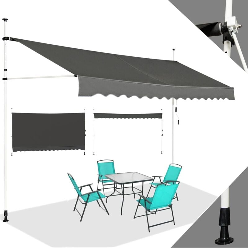foto del prodotto relax4life tenda da sole a morsetto per balcone con lungezza 1,5m 2m 2,5m 3m 3,5m 4m, altezza regolabile da 2m a 3m, montaggio senza forare,