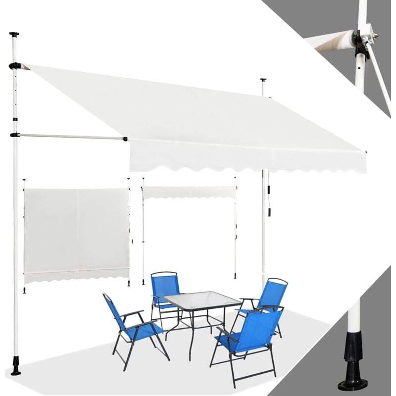 foto del prodotto relax4life tenda da sole a morsetto per balcone con lungezza 1,5m 2m 2,5m 3m 3,5m 4m, altezza regolabile da 2m a 3m, montaggio senza forare,