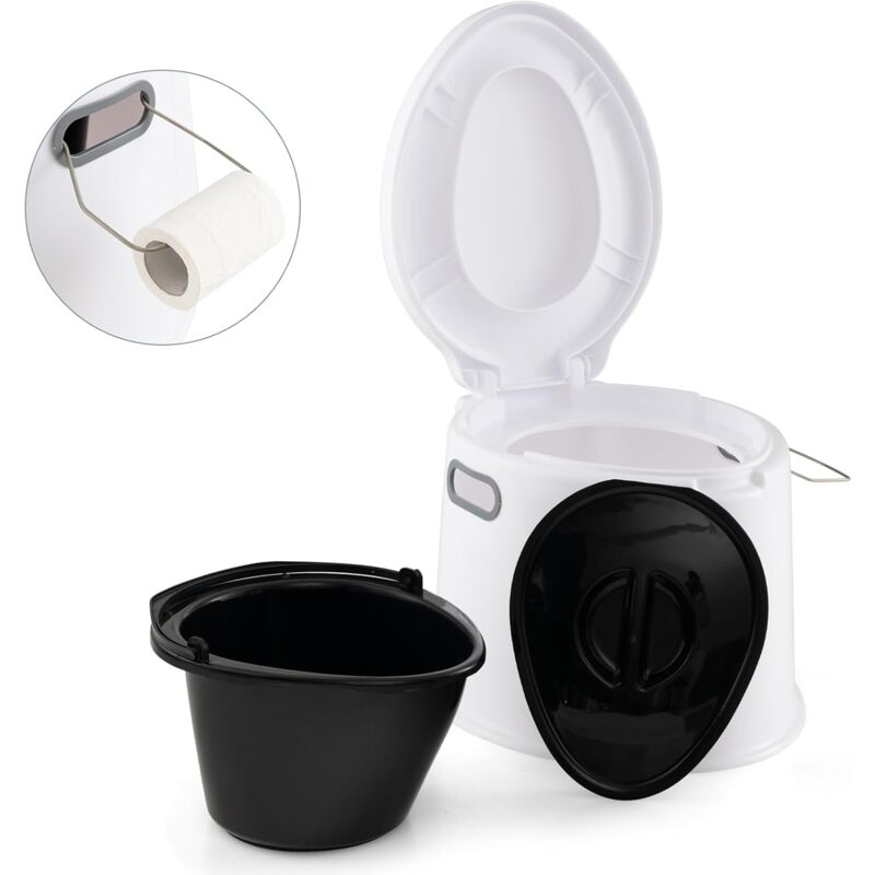 foto del prodotto relax4life toilette portatile per interni ed esterni per canottaggio, wc da campeggio per auto e viaggio, wc portatile con busta di plastica,