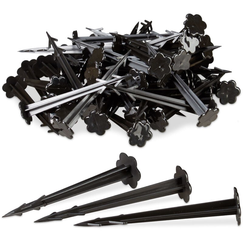 foto del prodotto relaxdays 1000x picchetti di plastica da 11 cm, picchetti di ancoraggio, per teli da giardino, l 11,5 cm ca., nero