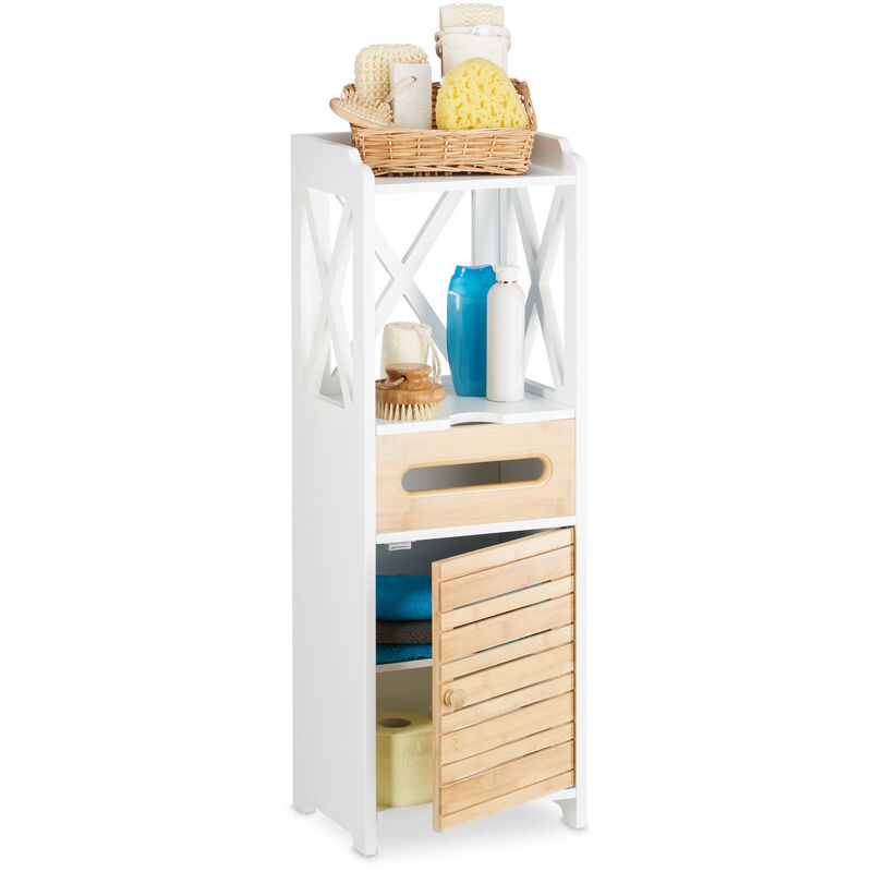 foto del prodotto relaxdays 10020974 armadietto 5 ripiani, piccolo, multiuso, mobile da bagno, scaffale cucina, bianco
