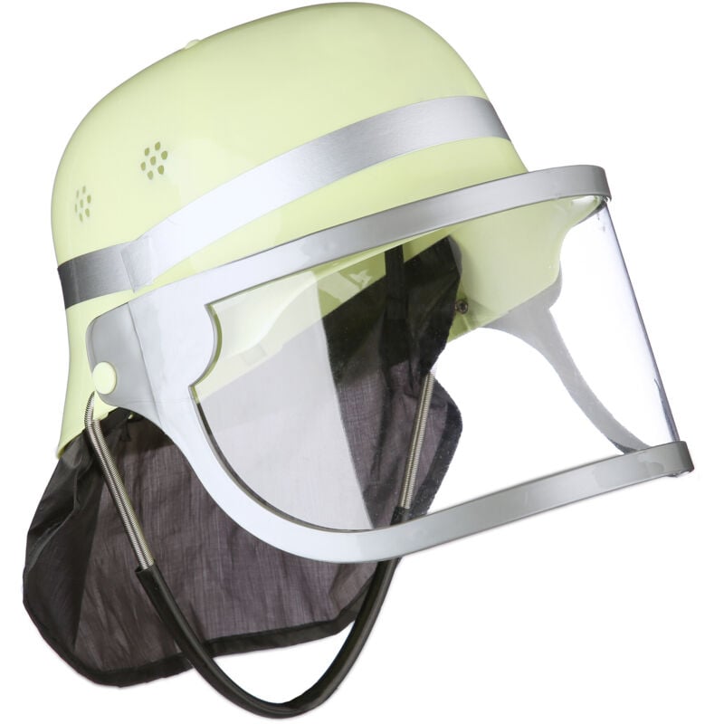 foto del prodotto relaxdays 10x casco da pompiere per bambini, cappello da vigile da fuoco da bimbo con visiera, hlp 24,5x22,5x28 cm, giallo
