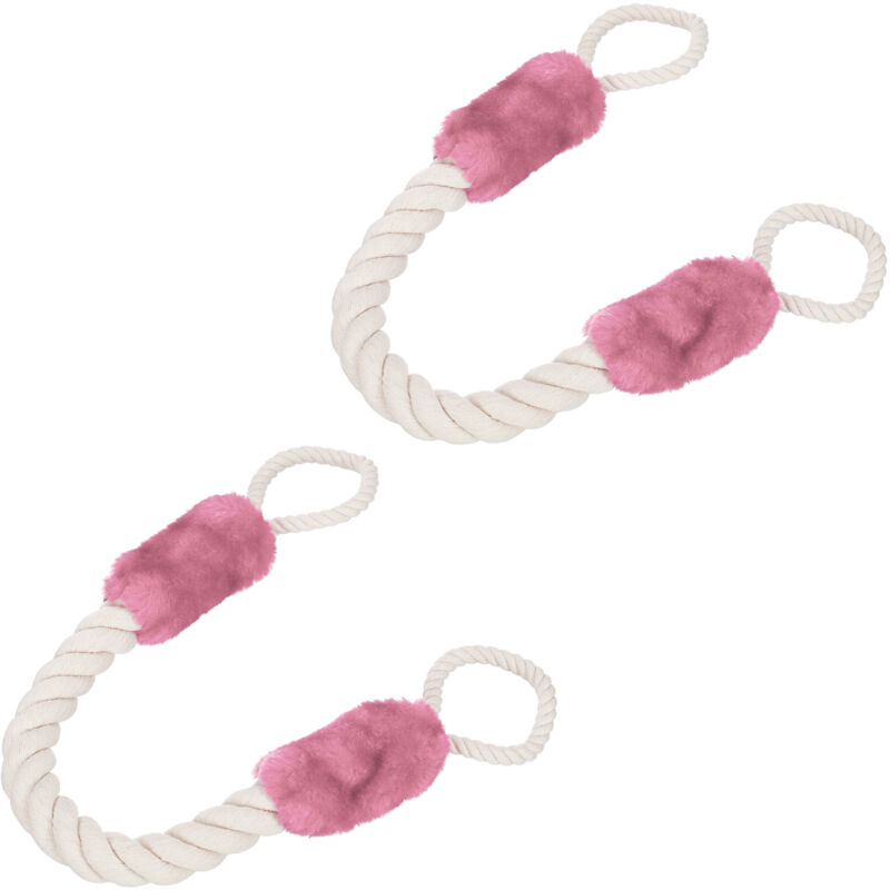 foto del prodotto relaxdays 10x fermaporta a corda in set da 10, lunghi 60cm, paracolpi da maniglia, sicurezza di bambini e animali, beige rosa
