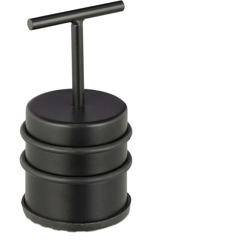 foto del prodotto relaxdays 10x fermaporta con manico, blocca porta finestra, rotondo alto, da interno, acciaio gomme, d 7 cm, nero