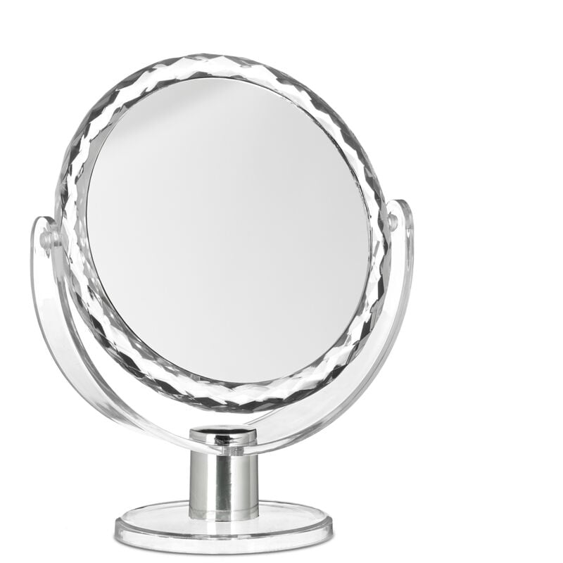 foto del prodotto relaxdays 10x specchio da trucco ingranditore make up specchiera da tavolo specchietto tondo hlp 23 x 19 x 10 cm, trasparente
