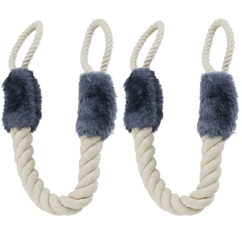 foto del prodotto relaxdays 20x corda fermaporta di sicurezza, set di paracolpi, per bambini, protezione, cotone, 57 cm, beige blu grigio