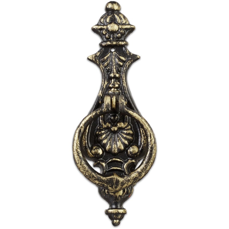 immagine 0 del prodotto relaxdays 2x battenti per porta, battiporta ad anello, batacchio, stile rustico, ghisa, hlp 24 x 8,5 x 3 cm, nero bronzato