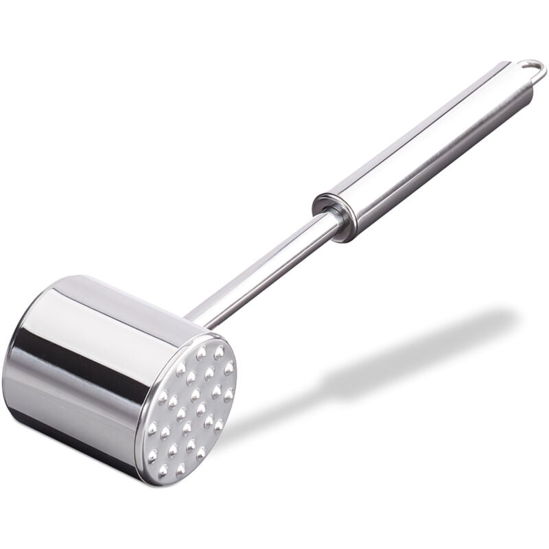 foto del prodotto relaxdays 2x batticarne professionale, bifacciale, per cotolette bistecche, lungo 28 cm, antiruggine, acciaio inox, argento