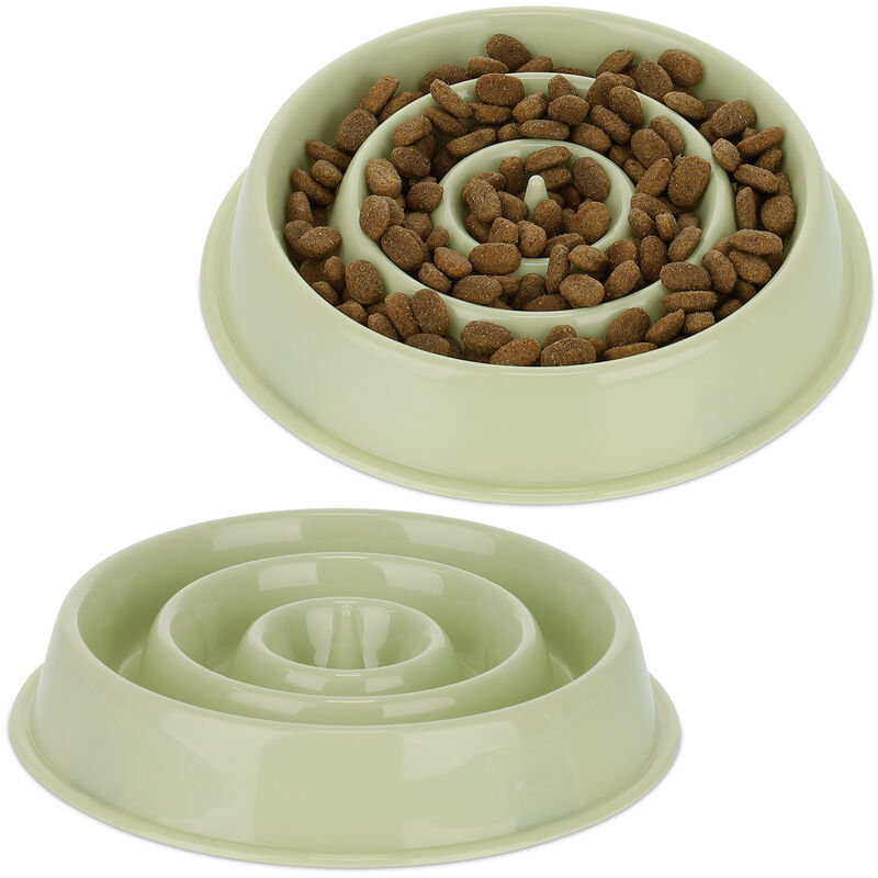 foto del prodotto relaxdays 2x ciotola anti ingozzamento per cani, 400 ml, lenta assunzione del cibo, adatta alla lavastoviglie, verde